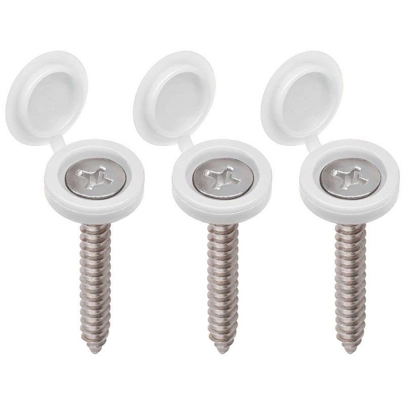 Glvaner M4 (80 pcs) White Color Collated Screws Caps Hinged Screw Cover Caps with 20 PCs #8 x 1-1/4" (4.2 x 32mm) Flat Head Wood Screws Stainless Steel 304 (18-8) for TV or Furnitures - Image 1